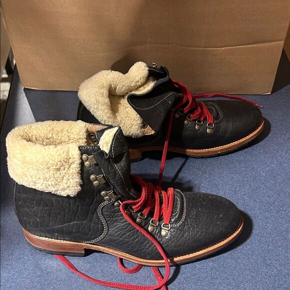 Trask Black Leather Boots with Red Laces - Picture 3 of 5